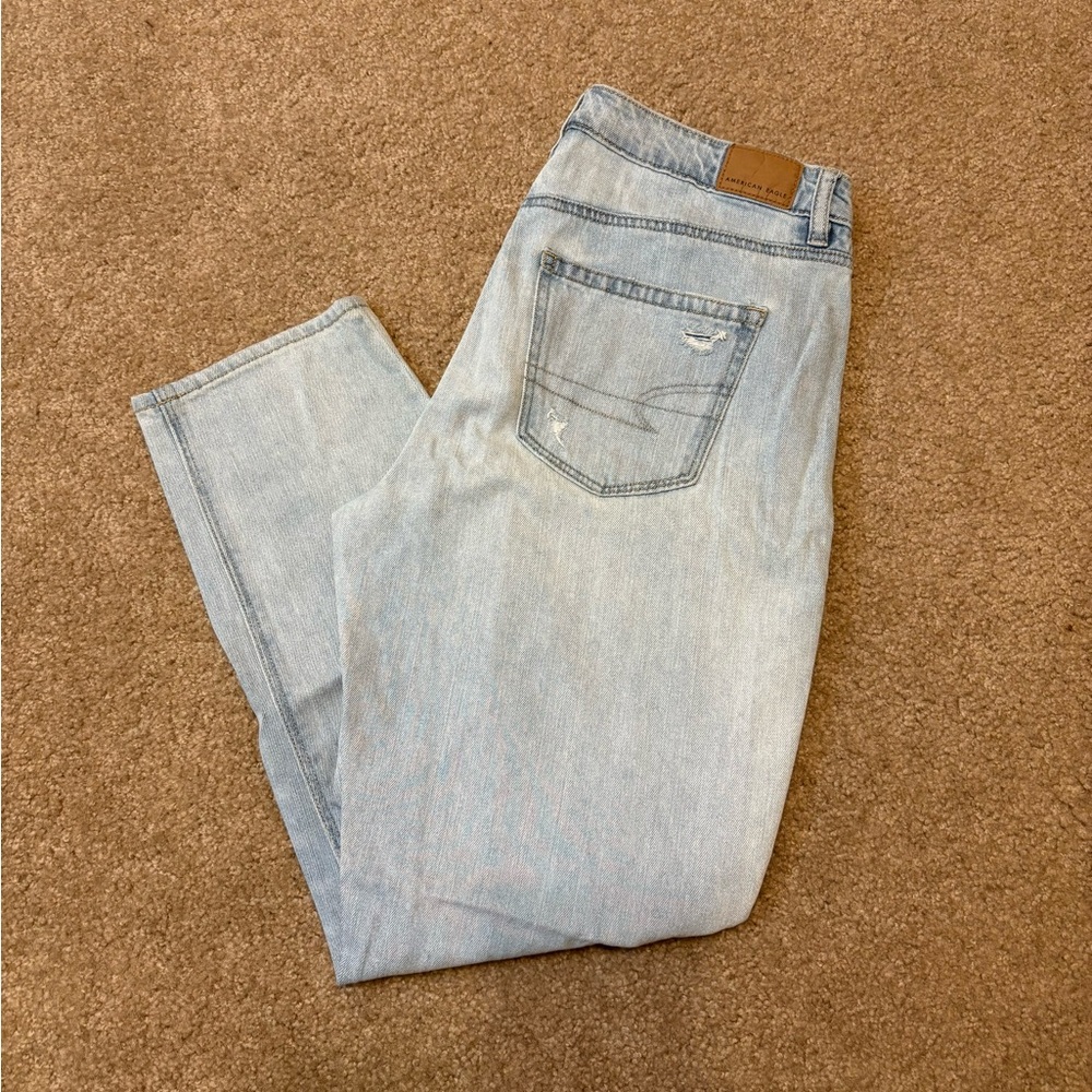 American Eagle Outfitters Distressed Light Wash Boyfriend Style Denim Jeans